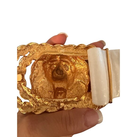 Mimi Di N Womens Gold Lion Head Belt One Size Signed Adjustable Statement Rare main image 7